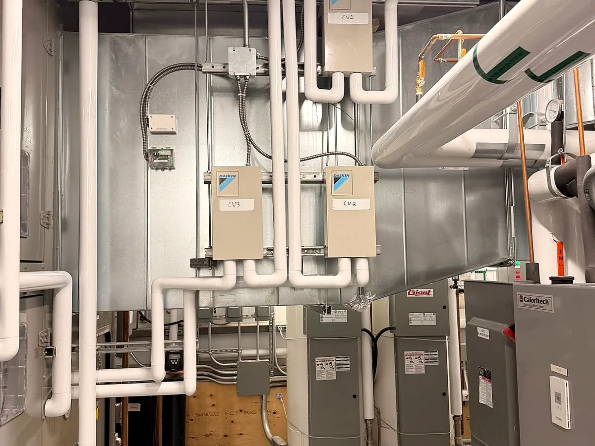 Mechanical plant room piping and equipment